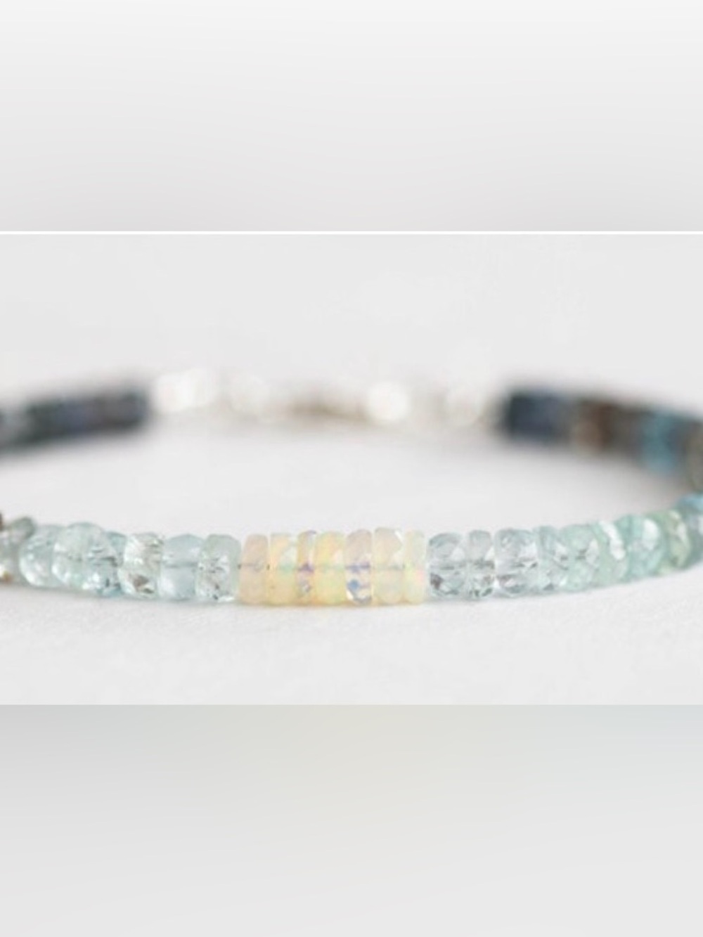 Delicate Opal & Aquamarine Beaded Bracelet - Women's Jewelry